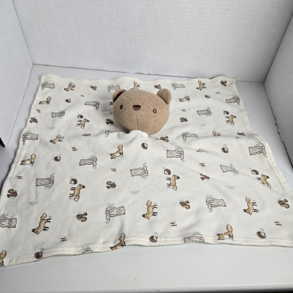 Rabbit + Bear By Emily And Oliver Organic Lovey Security Blanket Woodland Animal
